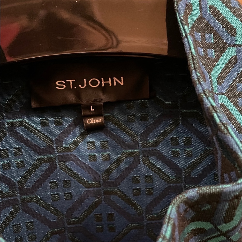 St. John Navy and Teal Geometric Jacket Set - Picture 3 of 9